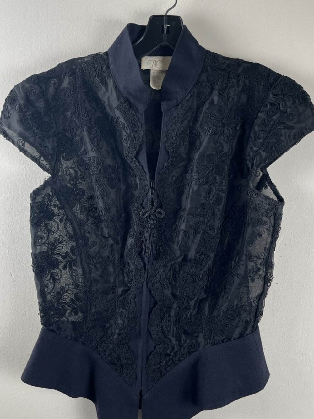 Black Vintage Cache Top Sheer Lace